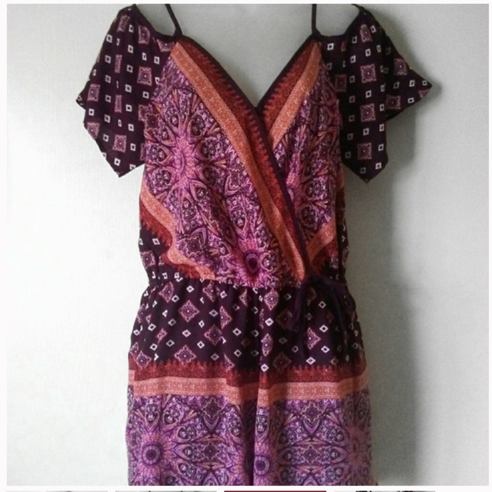 Paisley print off the shoulder romper